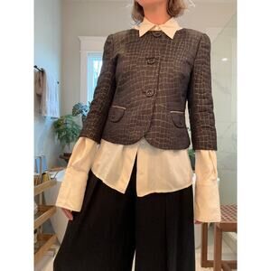 Y2K Armani Collezioni Black & Gold Croc Print Topper Jacket